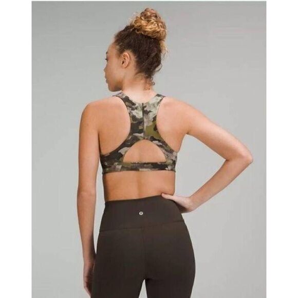 Lululemon Sz 2 Tough Train High Neck Sports Bra Camo Workout - Picture 2 of 7